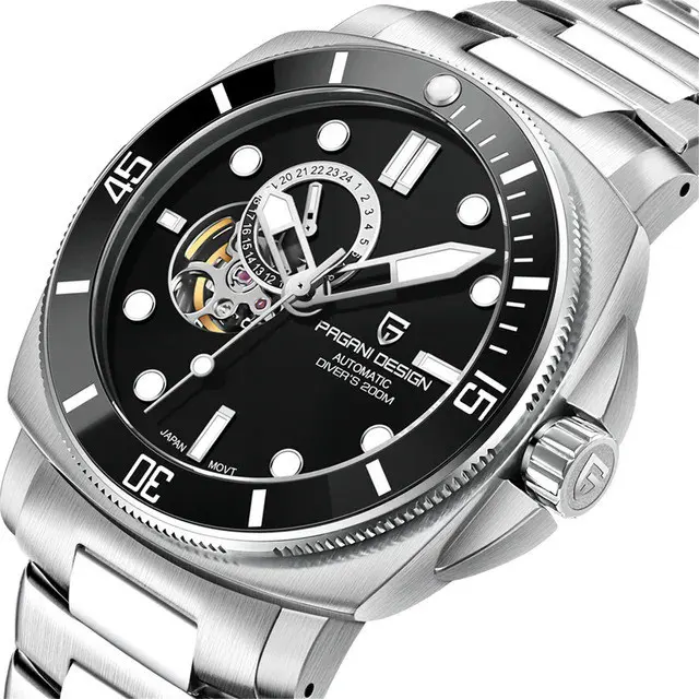 Pagani Design Open Heart Black Automatic Men's Watch-  PD-1736